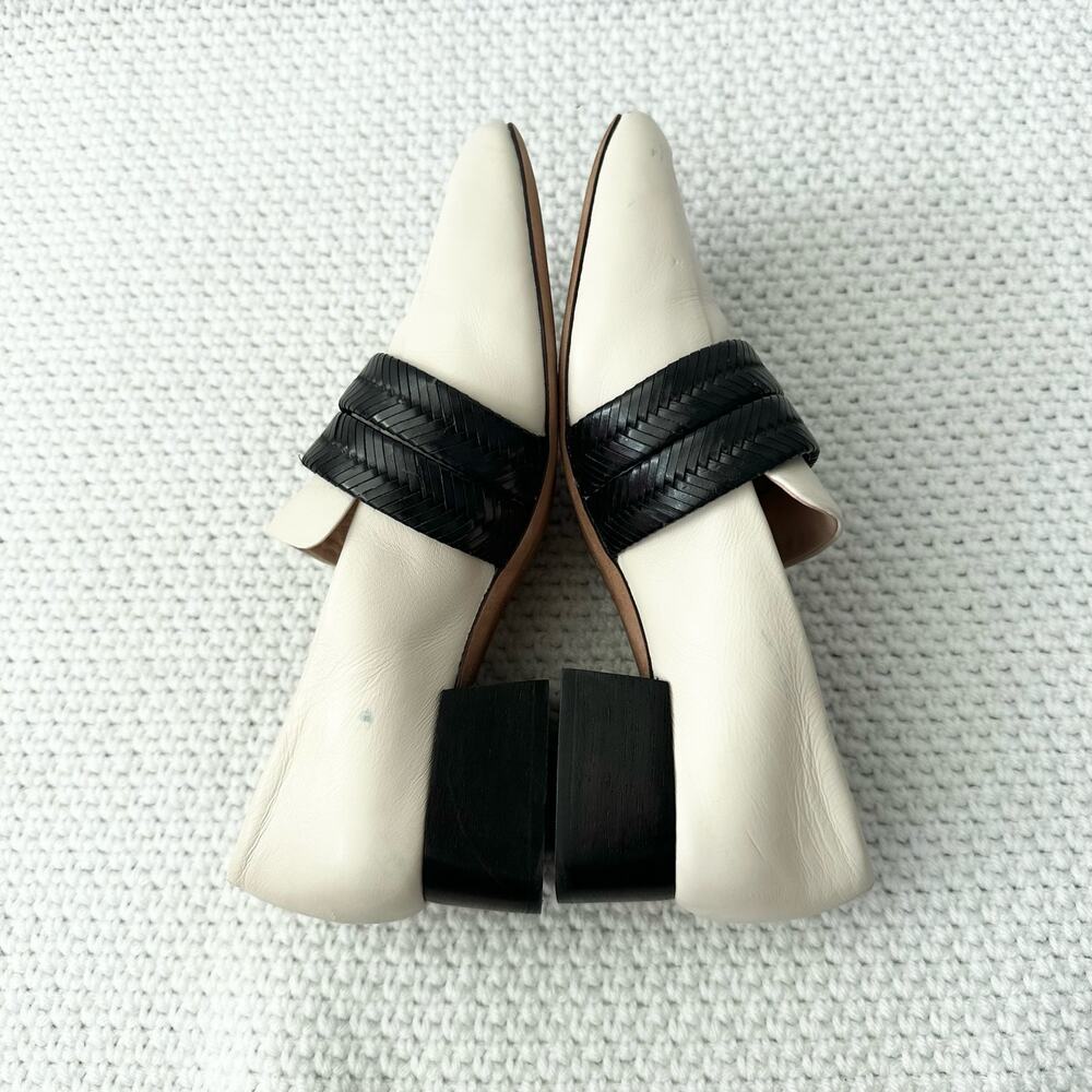 AD & Daughter Ivory Black Woven Band Corya Keeper Low Black Heel Loafer 6.5 - Picture 6 of 12